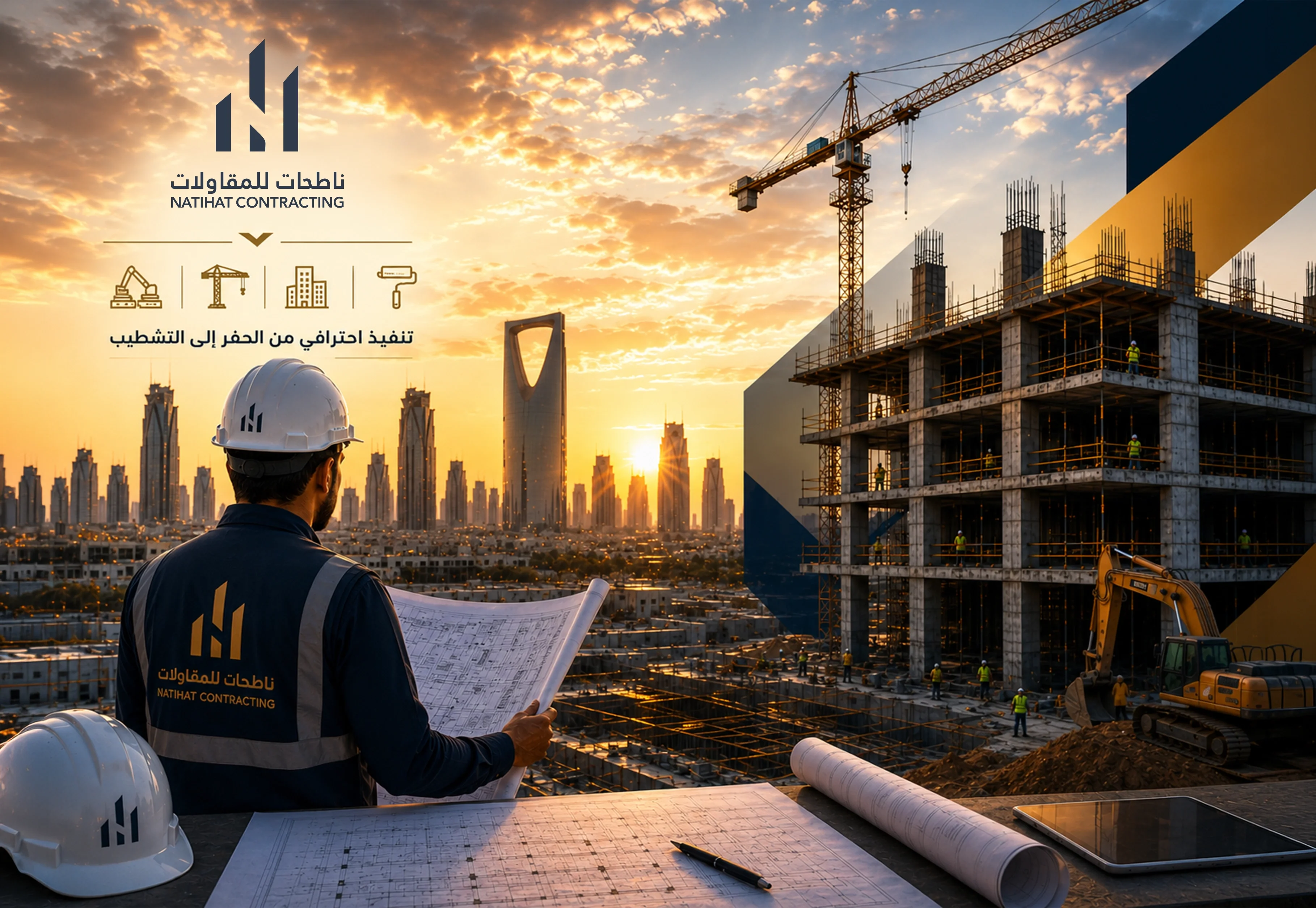 أفضل مقاول بناء في الرياض | ناطحات للمقاولات — تنفيذ احترافي من الحفر إلى التشطيب