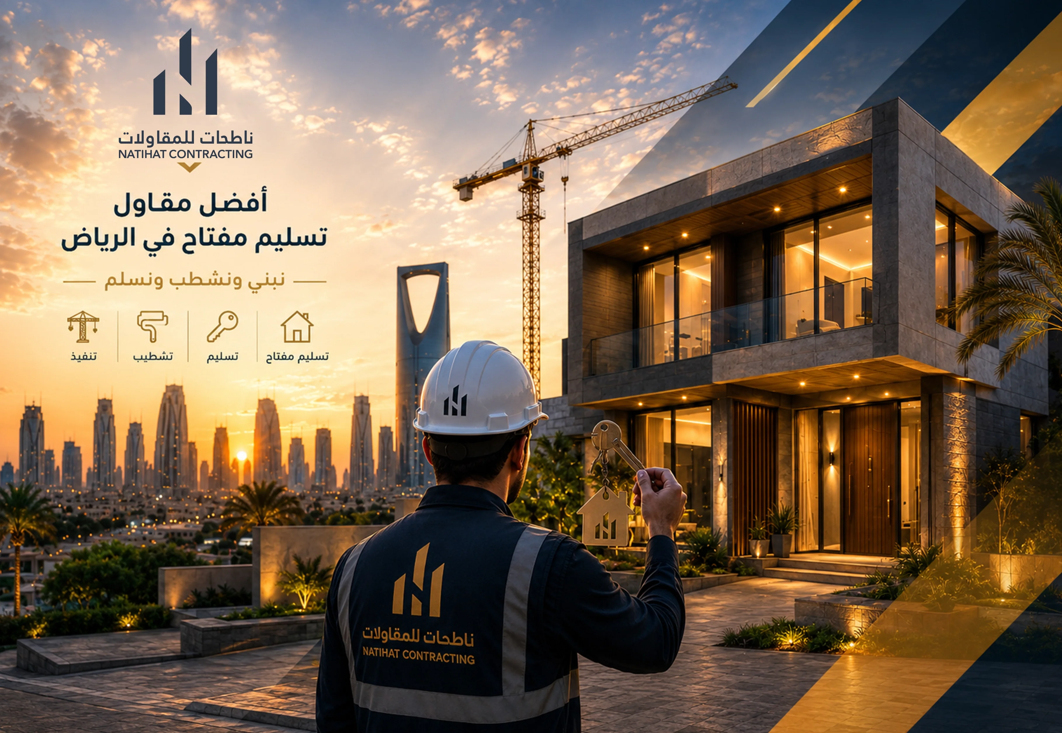 أفضل مقاول تسليم مفتاح في الرياض | ناطحات للمقاولات — نبني ونشطب ونسلم
